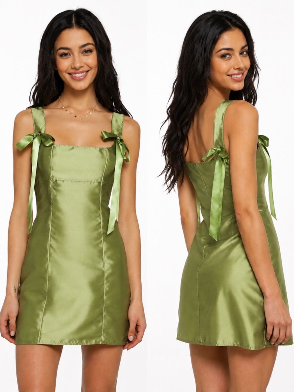 Current Mood Pixie Stardust Mini Dress Chartreuse Green Medium